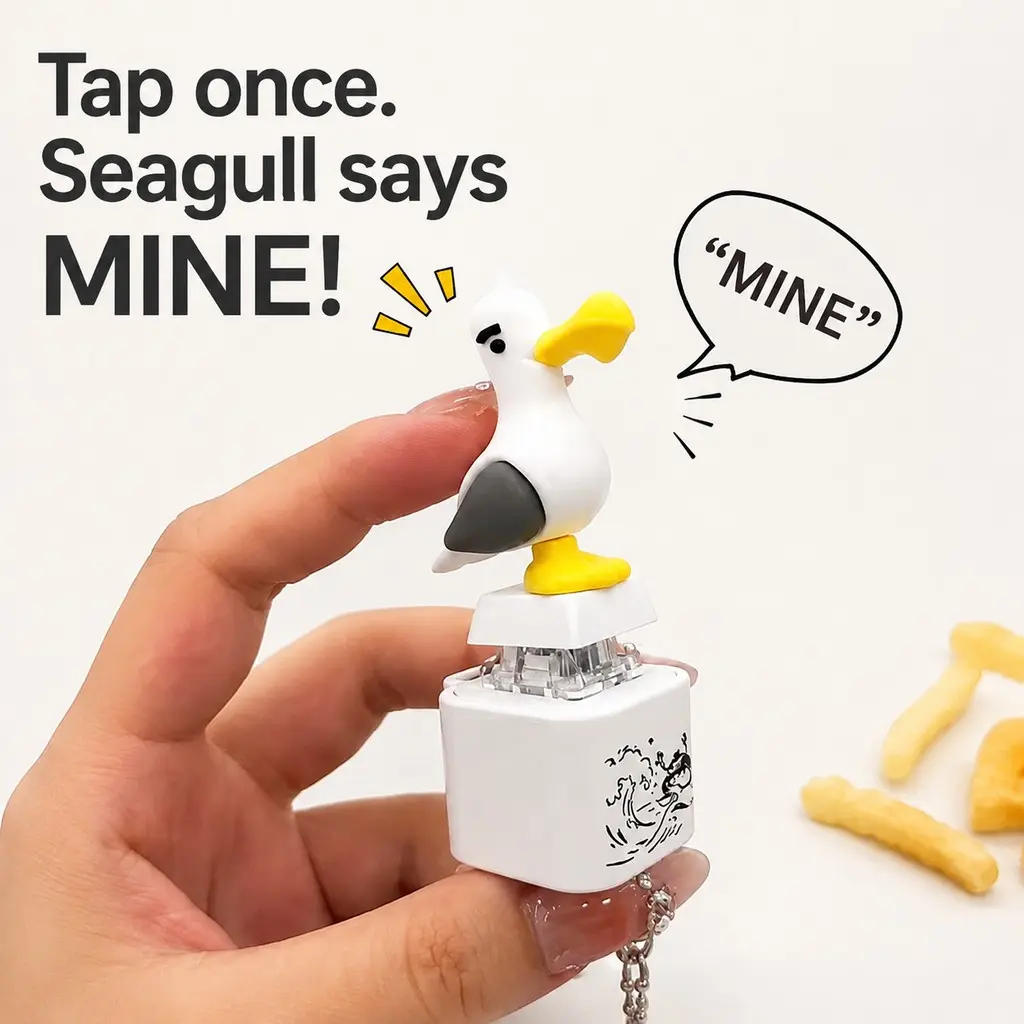 Seagull Mine Sound Button Fidget Keychain LED Clicker Stress Relief Desk Toy Adult Viral Meme Backpack Gift