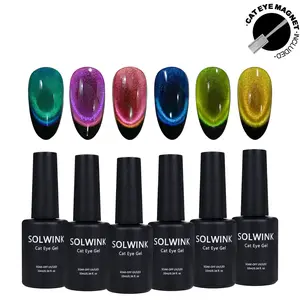 SOLWINK HAMA FREE TOPO FREE Dopamine Double Lights Cat Eye Gel Nail Polish Set Magnetic Nail Polish Kits for Natural Nails Toes Nail Tips