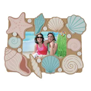 7 1/2" x 6 1/4" Seashell Picture Frame Magnet Craft Kit - 12 Pc.