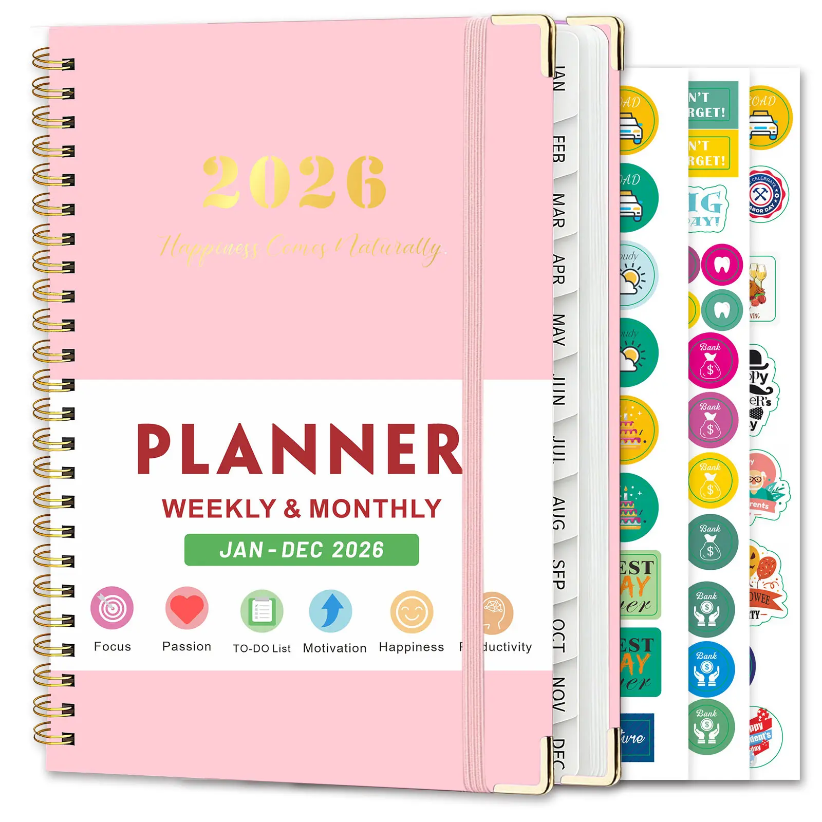 2026 Planner, Weekly and Monthly Calendar, A5 Faux Leather Cover Planner with Daily Schedules, 12 Monthly Tabs, 3 Planning Stickers, for Daily Tasks And Monthly Goals, 8.5” x 9.8”, Teacher Planner, Notebook Planner tiktokshopspringglowup