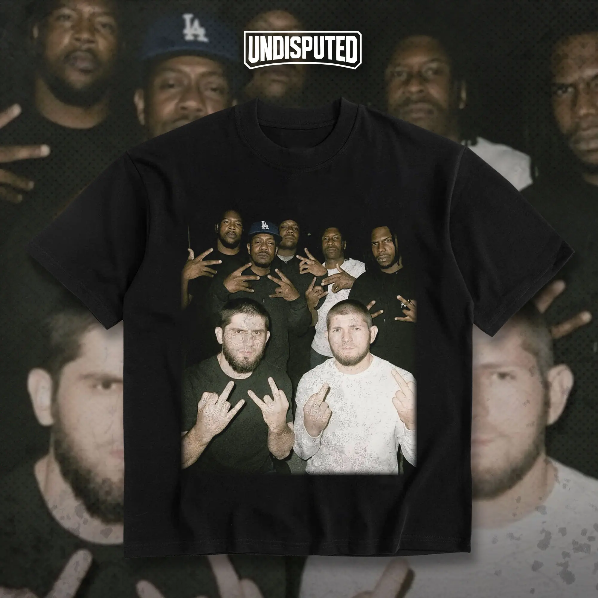 UNDISPUTED Funny Islam Khabib Brotherhood Thug Life Heavy Cotton UFC T-shirt MMA Fight Night Shirt Fan Apparel Pump Cover Funny T shirt Meme Casual Street Style Direct-to-garment Printing