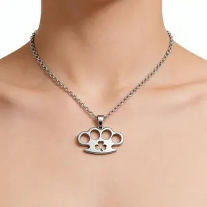 Unisex St. Patrick's Day Stainless Steel Tiger Pendant Necklace - 3D Hollow 4-Leaf Clover, Gold-Coated, Vintage Hip Hop, Heartmoney, Religious, Cubic Zirconia, Adjustable Chain & Link, Statement Costume Jewelry for Daily Wear