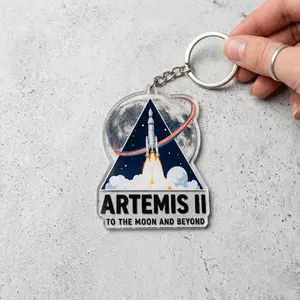 Artemis II, To The Moon and Beyond Keychains, NASA Retro Bagtag, Space Logo, Unique Gift for Space Lover