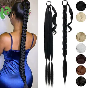 34" Long Braid Ponytail Extension Synthetic Hair Extension Boxing Braid For Women