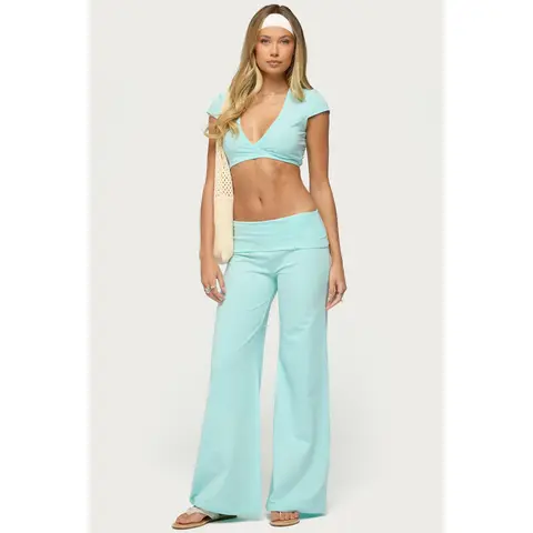 Wide Leg Foldover Pants