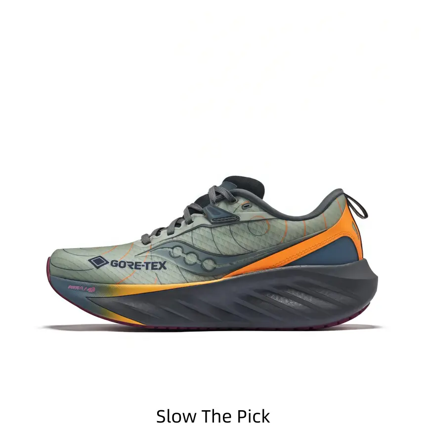 Cloud Wave Cushion Weatherproof Trail Running Trainers, Durable Sage Green GORE-TEX Waterproof Upper & Shock-Absorbing Thick Midsole, Perfect for Cross-Country Runners and Outdoor Hiking Enthusiasts