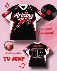Kpop Inspired Bangtan Football Jersey, Korean Idol Sports Jersey Shirt, Unisex Oversized Streetwear Jersey, Concert Fan Merch Top, Custom Name Number Football Jersey