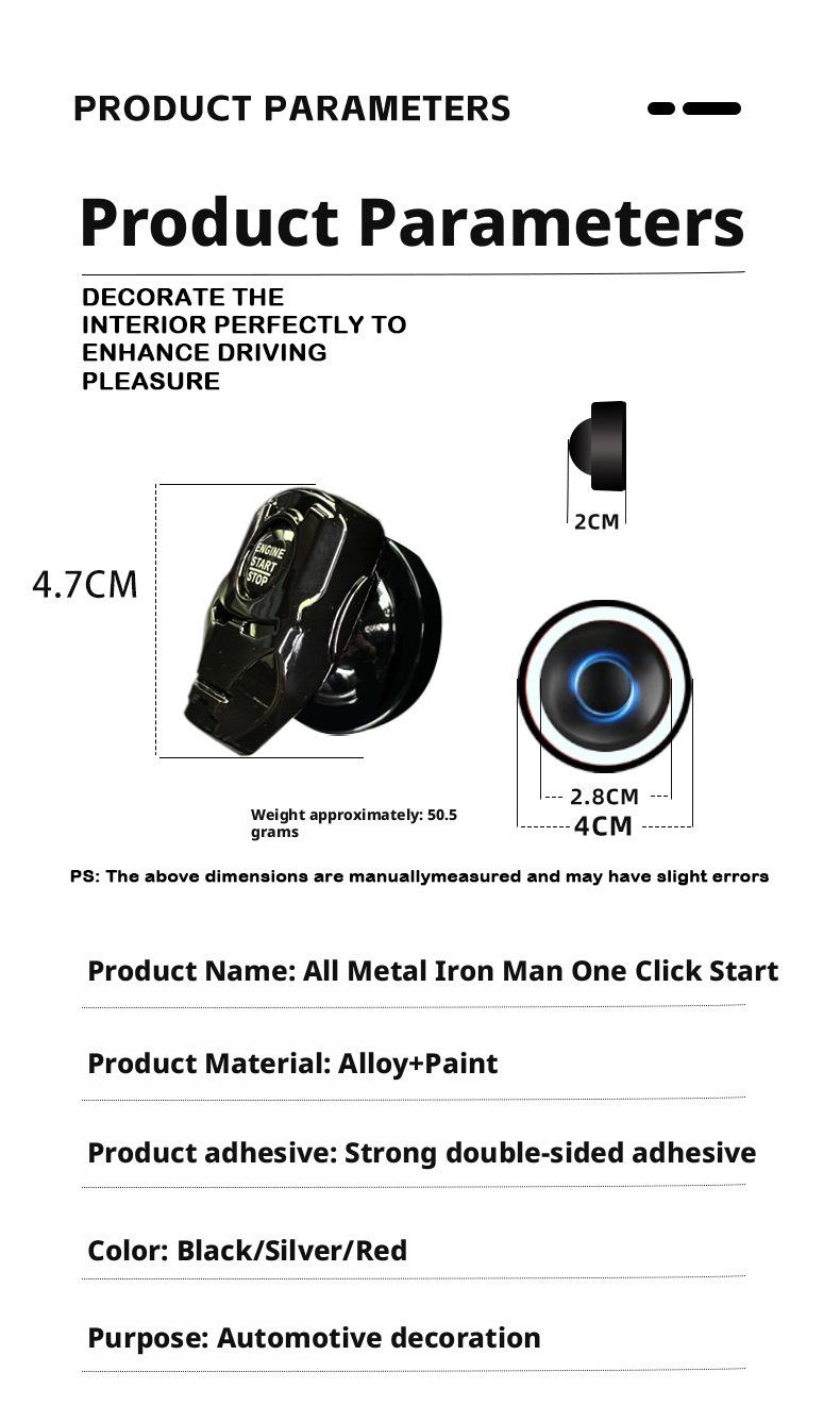 Futuristic Mecha Push to Start Button Cover - 3D Metal Ignition Switch Protector, Cool Car Accessories & Interior Decor