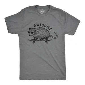 Mens Awesome Possum T shirt Funny Cool 90s Retro Animal Lover Graphic Tee Mens Funny T Shirts Cool Vintage Fashion T-Shirt Gift Classic Menswear Funny Animal Short Sleeve Novelty Tees for Guys Dark Grey