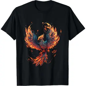 Fire Phoenix Bird Phoenix Reborn Firebird Phoenix T-Shirt Casual Short-Sleeve Men's T-Shirts tees good fashion round neck T-Shirt for Men ​   shirts men