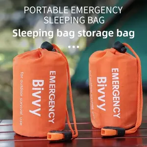 Emergency Sleeping Bag with Whistle Storage Bag, Waterproof Insulated Survival Sleep Bag, Lightweight Emergency Blanket for Camping Hiking Outdoor Adventure, Survival Gear