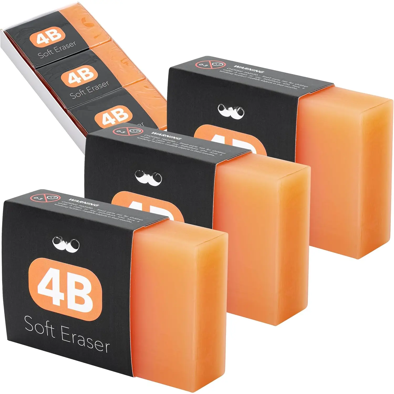 Soft Graphite Pencil Eraser, 3 Pack, 3x2in Gentle on Paper, Ideal for Academic and Artistic School Use
