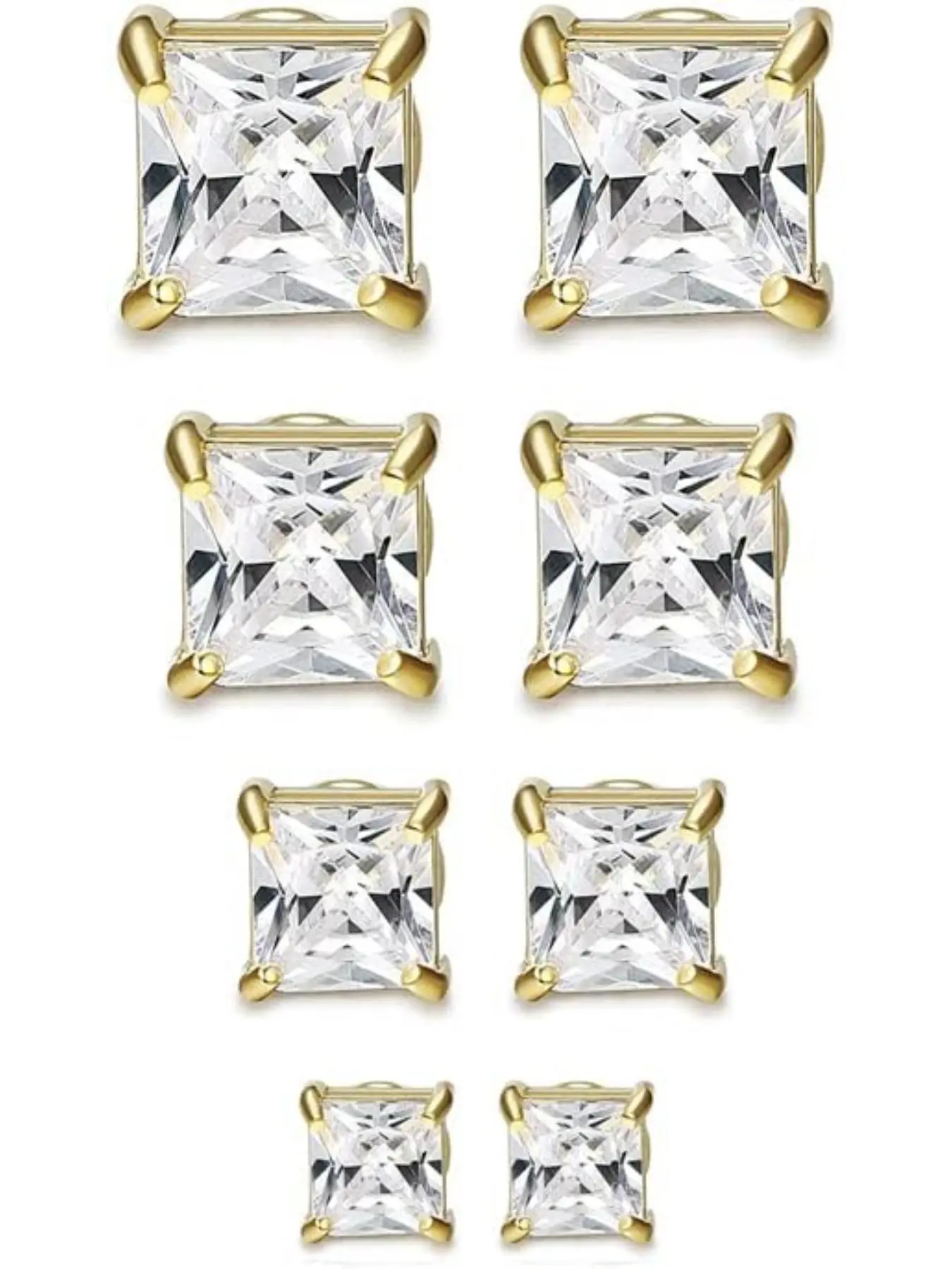 4-7MM Magnetic Earrings for Men Women Gold/Silver Square Cubic Zirconia Hypoallergenic CZ Earrings Stud Earrings for Non-Pierced Ears Hypoallergenic Stainless Steel Fake Earring Not Easy to Fall off Casual Trendy Jewelry Fashionable Earrings