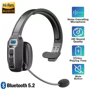 Trucker Bluetooth 5.2 Headset with Noise Cancelling Mic, AI-Powered 99% Noise Reduction, 60H Working Time, 33FT Wireless Range, Comfortable for Phones PC Truckers Call Centers