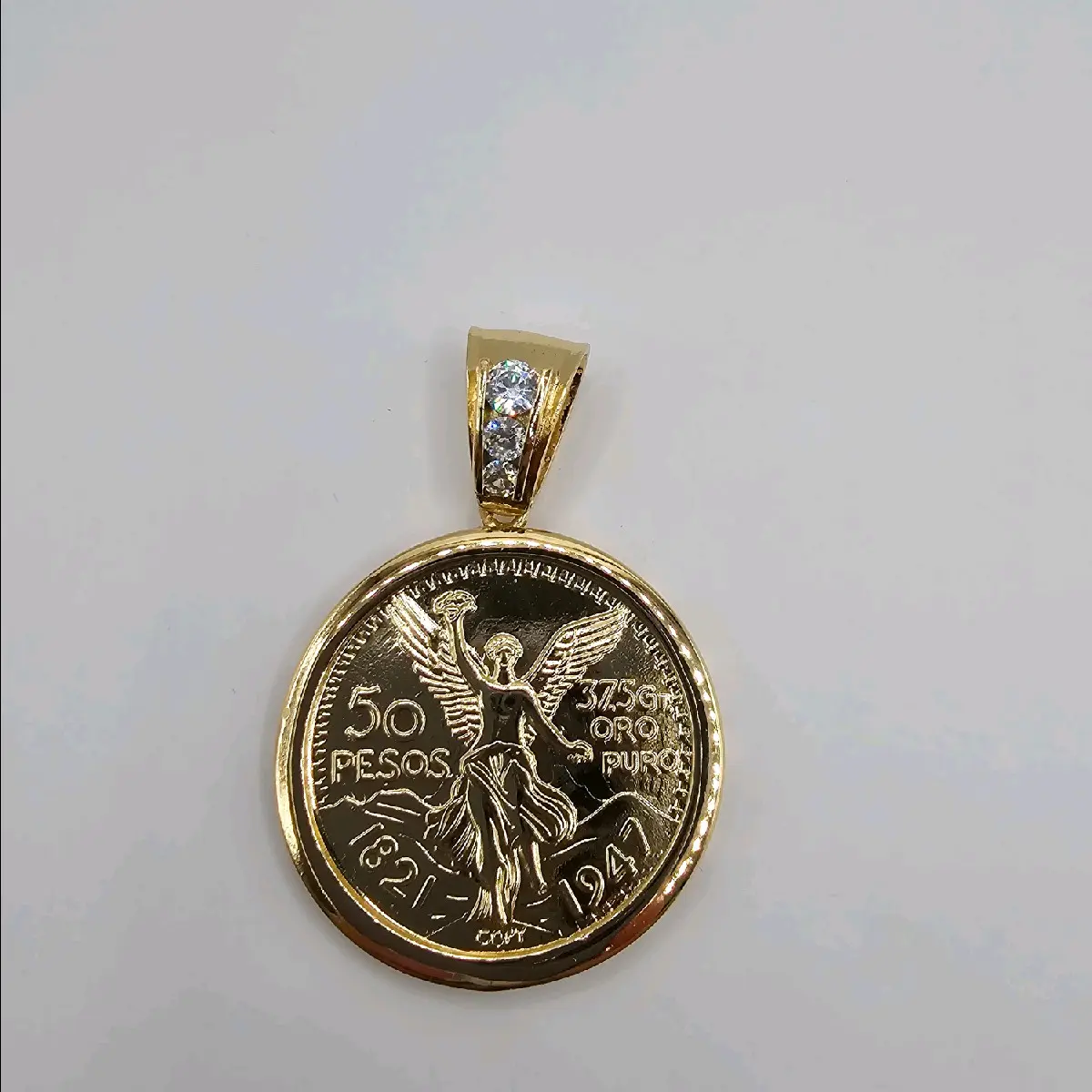 CENTENARIO fashion PENDANT ONLY NO CHAIN  gold-plated with stones 2 1/2 inches