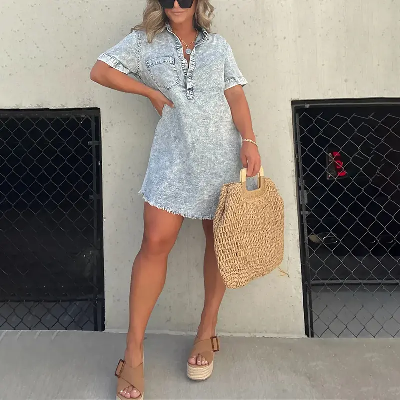 Women's washed shirt dress Women's washed shirt dress