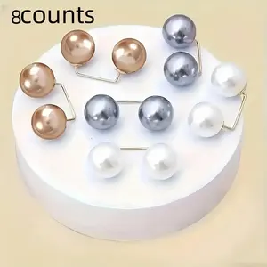 Faux Pearl Decorated Safety Pin, 8 Counts/set Random Color Anti-slip Clothes Brooch, Fashion Accessories for Women & Men, Sewing Accessories, Sewing Kit, Sewing Supplies Crafts