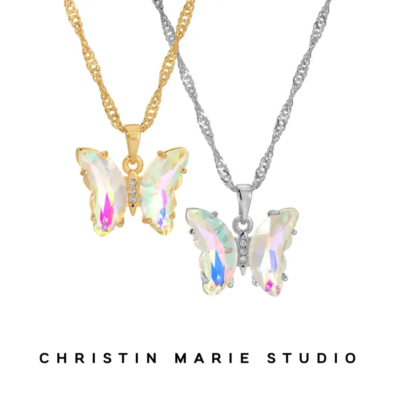 Iridescent Butterfly Necklace