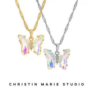 Iridescent Butterfly Necklace