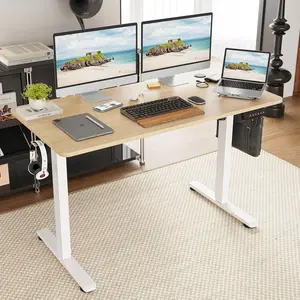 Sturdy Standing Desk for Work from Home 40x24 inch Desktop with Splice Board 80kg Load Industrial Carbon Steel Frame 4 Memory Keys Sit-Stand Flexibility Square Glass Table
