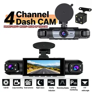 4 Channel Dash Cam 1080P FHD 360° Surround View, 3.18" IPS DisplayWDR, Loop Recording, Reverse Assist, 4 Lens Front Rear Inside Left Right Car Driving Recorder-YY