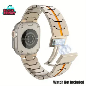 BUREI Iron Hero Watch Strap Stainless Steel Band with Magnetic Quick-Release Buckle| Compatible for  iWatch Series 1-11/SE/SE2/Ultra/Ultra2 (38-49mm) for Men & Women (Watch Not Included)#TikTokShopHolidayHaul