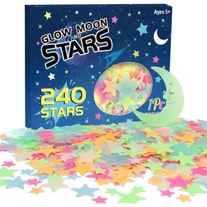 241 count Glow in The Dark Stars Stickers,  Glow in The Dark Stars for Ceiling Wall Room Decor for Teen Girls Boys  Luminous Wall Stickers for Bedroom Party Night Holiday Birthday  (Multicolor)