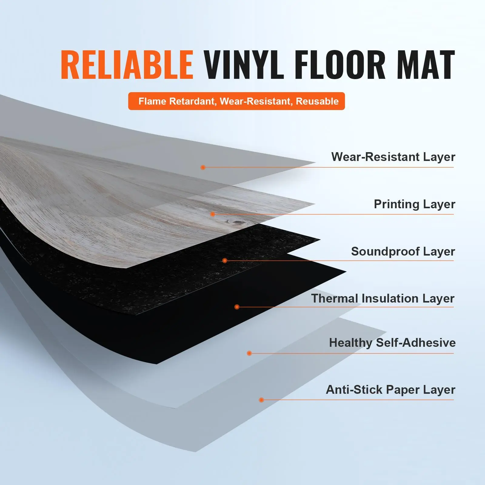 【Backtoschool】VEVOR Self Adhesive Waterproof Ethylene Base Vinyl Floor Tiles, 36x6 in, 36 Tiles 0.62mm Thick Peel & Stick Vintage Wood Grain DIY Flooring for DIY Users, Kitchens, Bathrooms, Easy Install