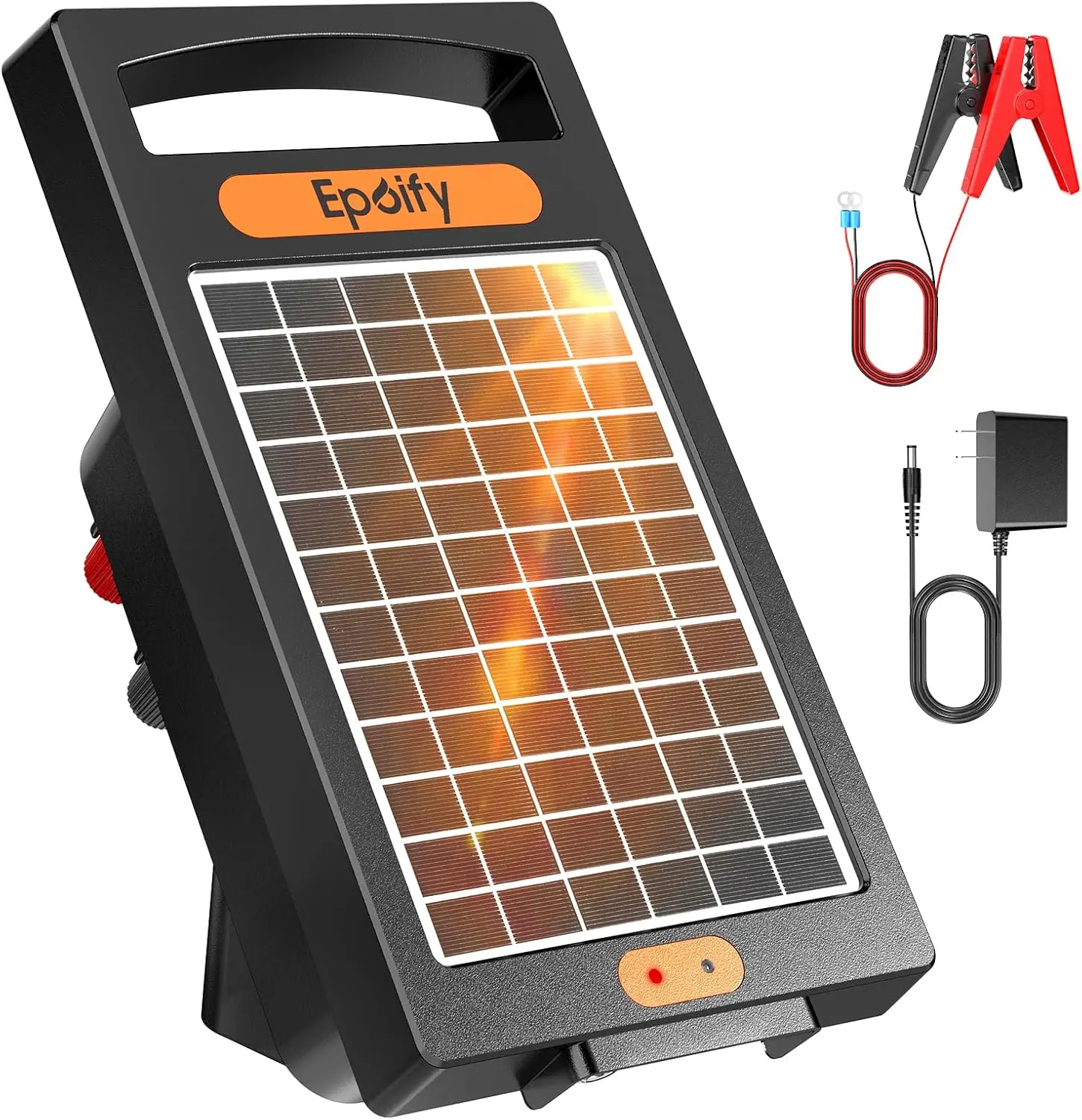 24-Hour Solar Electric Fence Charger, 10-Mi Range, Up to 10200V Output, Portable Energizer with Rechargeable Solar Panel for Farm Livestock & Predator Protection, Fast Shipping