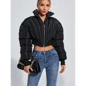 Lapel Zipper Drawstring Cotton Jacket Womenswear Coats cozy outerwear