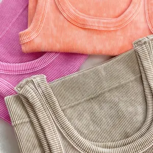 Scoop Neck Washed Ribbed Tank Top - Soft Ribbed Fabric, Available in Multiple Colors, Perfect for Everyday Wear