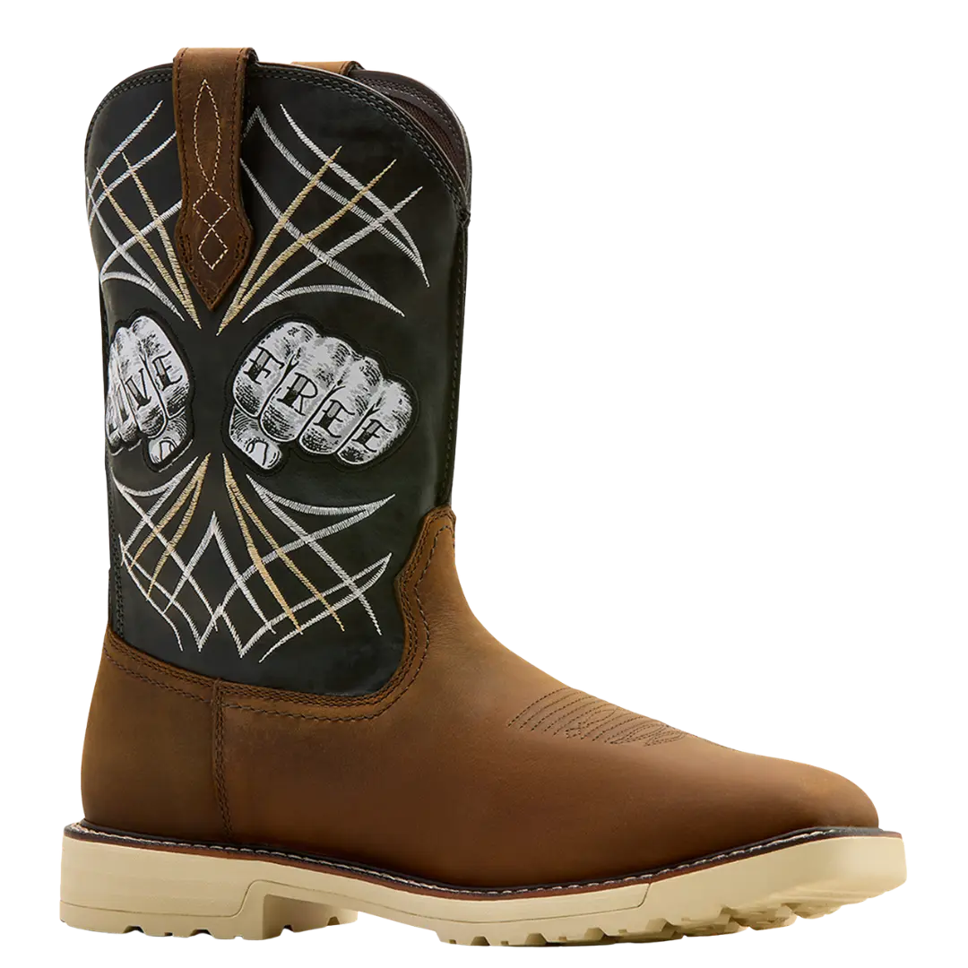 Ariat Men's Activator Live Free Distressed Brown Steel Toe Work Boot 10074288