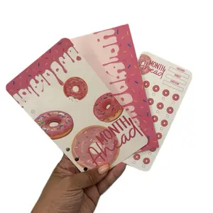 Month ahead savings trackers with cash envelopes and dashboard. Donut design