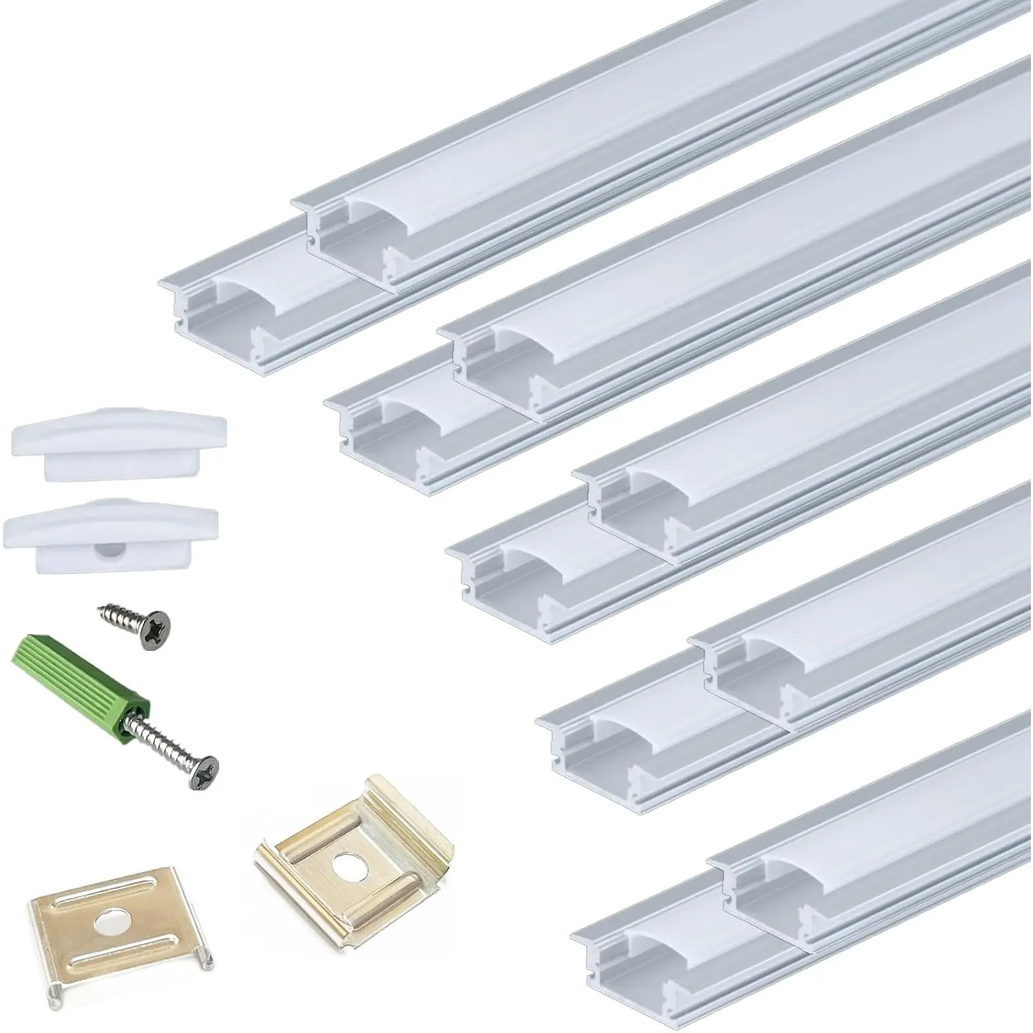 Recessed LED Strip Channel Diffuser 10-Pack 6.56FT,23.5X7MM LED Tape Aluminum Track with Flange,Flush Mounted Wardrobe Bookcase Wine Cabinet Wooden Furniture Groove Integrated Low Profile