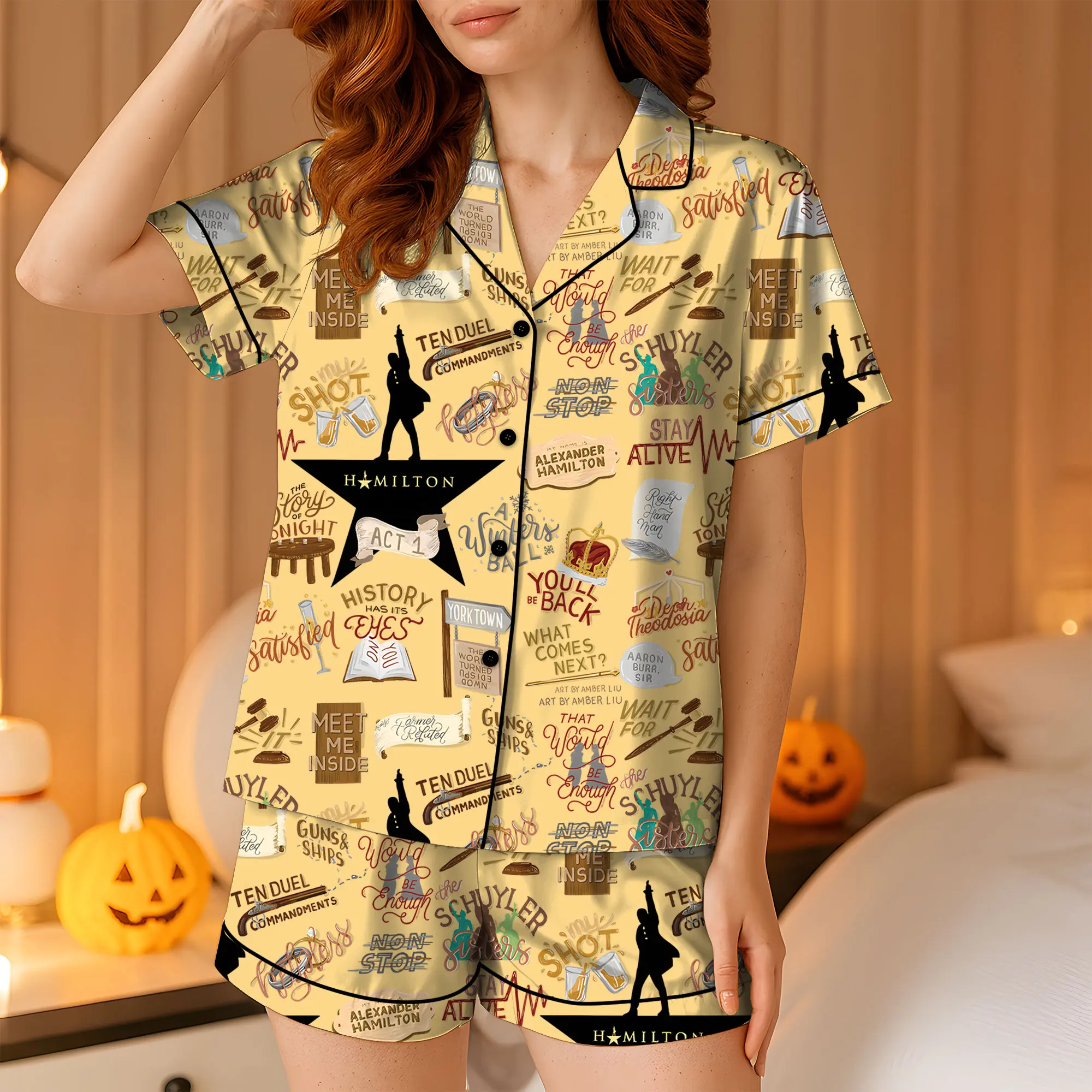 Hamilton Musical Short Satin Pajamas, Broadway Theater Pajamas, Musical Sleepwear, Alexander Hamilton Pajamas Set, Hamilton Fan Gift