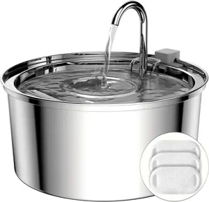 FWMB 108oz/3.2L Stainless Steel Automatic Pet Water Fountain, 3 Filters, Dishwasher Safe, Ultra-Quiet for Dogs & Cats in Multi-Pet Homes
