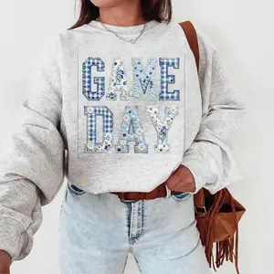 Retro Baseball Game Day Blue Toile Faux Patchwork Floral Sweatshirt, Softball Mama Chinoiserie Shabby Chic T-Shirt, Mother Gifts