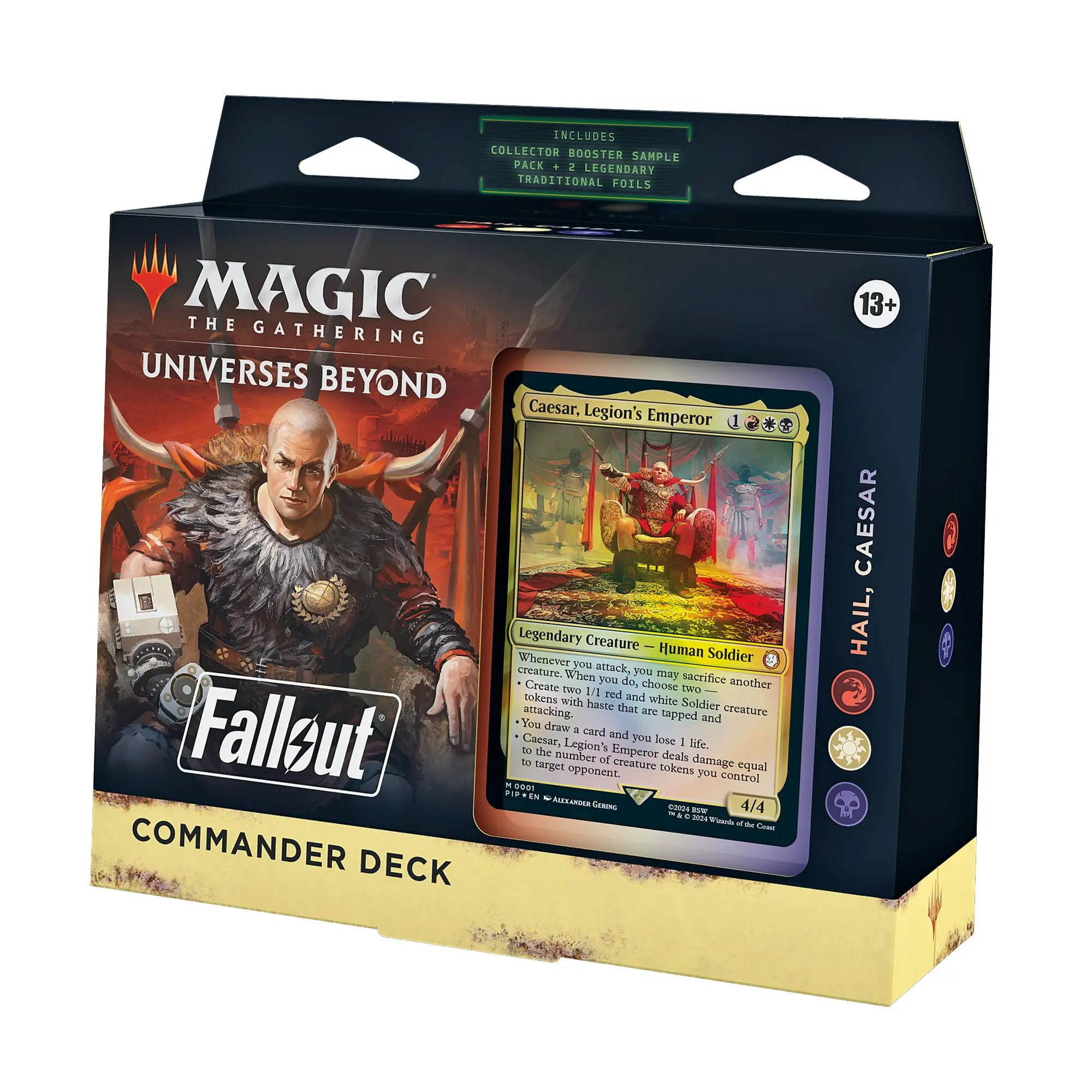 Magic: The Gathering – Fallout Commander Deck – Hail, Caesar (100-Card Deck, 2-Card Collector Booster Sample Pack)