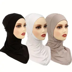 3-Pack Elegant Solid Color Polyester Hijab Shawls, 100% Polyester Breathable & Sun-Proof, Non-Stretch Shawl Cap for Going Out, Yarn-Dyed Craftsmanship, No Feathers