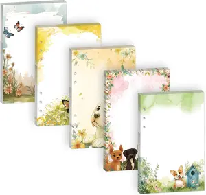 100 Sheets Cute  A5 Refill Papers for Planner Insert Binder, Thick Blank Puppy Notebook Refill, Watercolor 6 Hole 120GSM Filler Loose Leaf Paper for A5 6 Ring Binder Journal Diary Budget