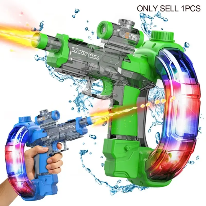 Adult Kids Electric Water Gun, Waterblaster, with Lights and Sound, Full Auto, Large Capacity 500+ Bullets, Range 26-30 Feet, Summer Pool Toy