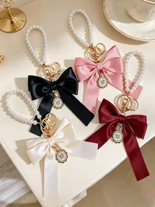 Elegant Ribbon Butterfly Keychain with Fabric Butterfly Pendant, Cute Metal Bag Charm and Car Accessory, Perfect Mother's Day Gift