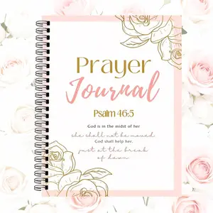 Spiritual Growth Daily Bible Record NoteBook Spiral Bound Planner with Bible Learning Tracker, 105 Pages, Floral Cover, Rose Design, Daily Devotional Reflection Journal