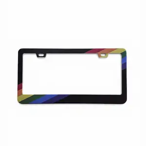 Rainbow Stripe Black Stainless Steel License Plate Frame | Pride Car Decor