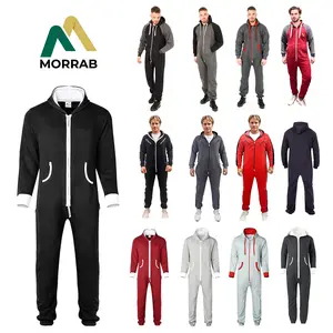 Men’s Hooded One-Piece Onesie - Ultra Soft Cotton Loungewear Jumpsuit - Unisex Adult Pajamas for Winter & Holidays