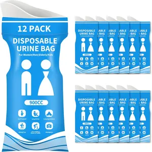 12/24 Pcs Disposable Urine Bags, 900ML Pee Bags for Travel for Women and Men, Emergency Vomit Bag Car Emesis Throw up Barf Bag Portable Toilet Urinals for Camping Road Trip Traffic Pregnant Patient
