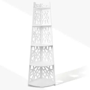 Adjustable 5-Tier Waterproof Storage Shelves, Corner Shower Caddy Standing, Bathroom Storage Rack, Bedroom Rustproof Shower Organizer, Detachable and Freely Combinable , Wood Plastic Board Blackfriday