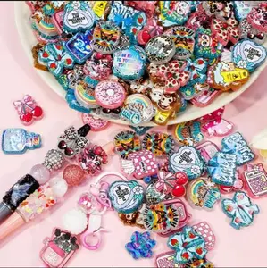 30pcs Random cartoon style acrylic beads(Mainly cartoon characters), perfect for use with beadable pens and beadable keychains. Handmade Crafts