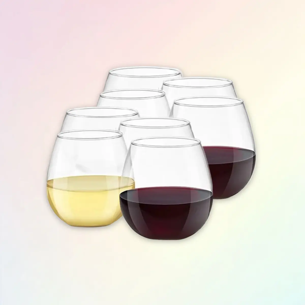 JoyJolt Spirs Stemless Wine Gsses for Whe or Red Wine - Set of 8 -15-Ounces