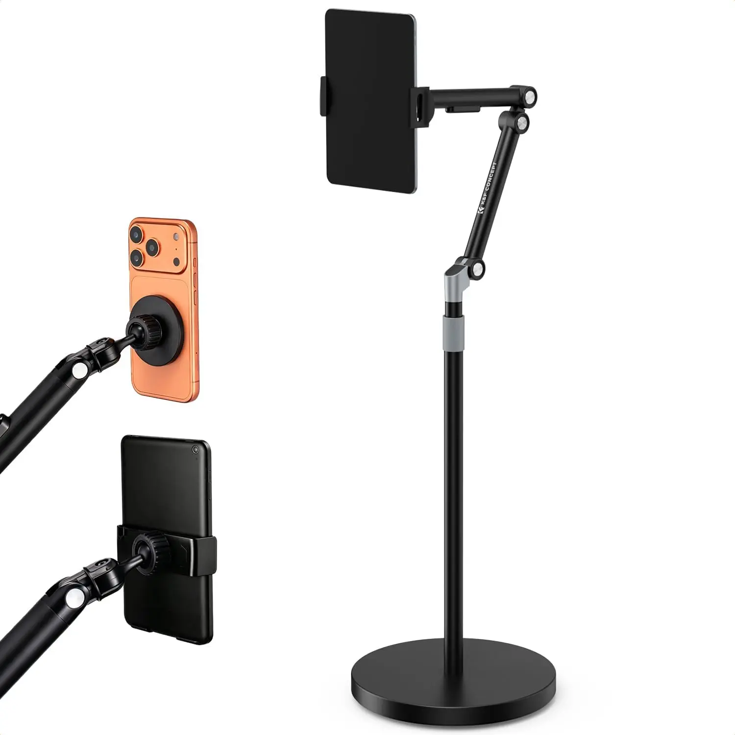 【DealsForYouDays】K&F CONCEPT Magnetic Floor Stand for iPad/Tablet Phone, Live Streaming Dedicated, Bedside Mobile Phone Holder, Lazy Stand for Lying in Bed